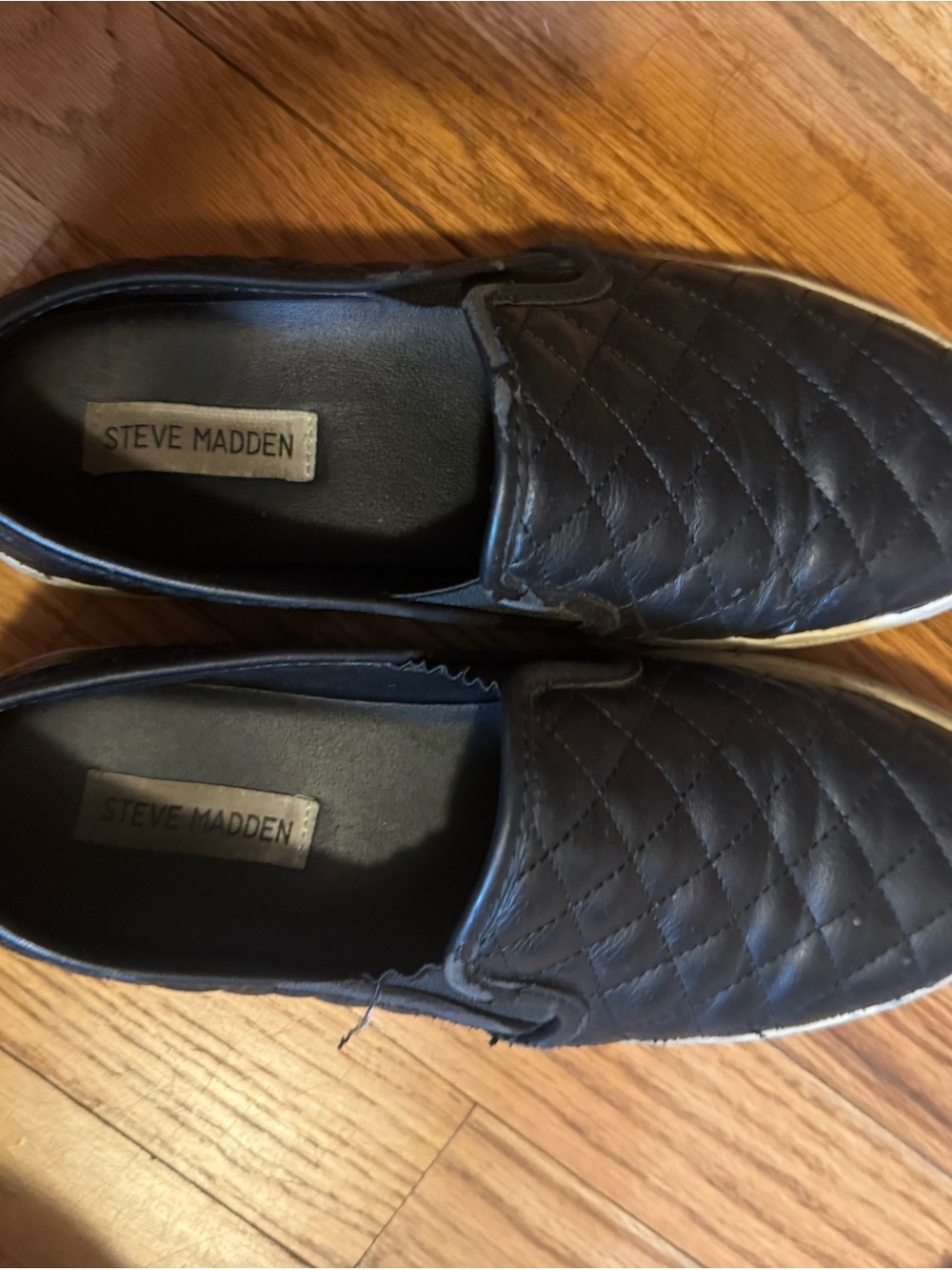Steve Madden Black Quilted Slip-On Loafers